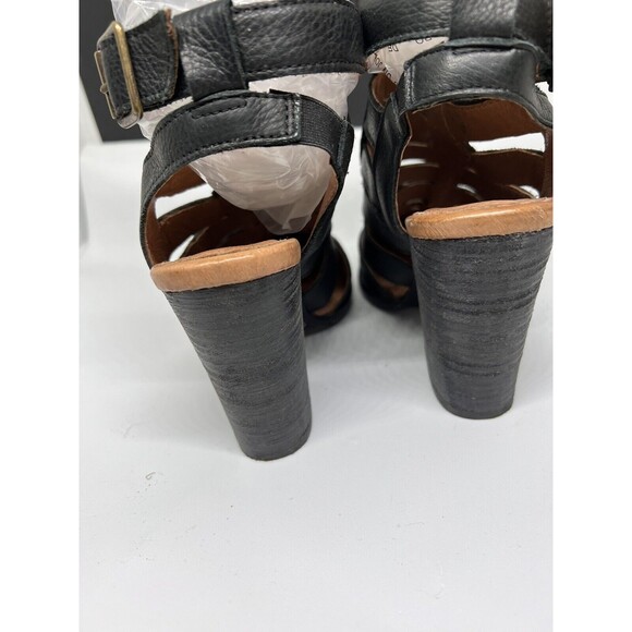 Free People Hayes Boot Black Cutout Stacked Heels  Soft Leather Size 7.5 - Picture 5 of 14